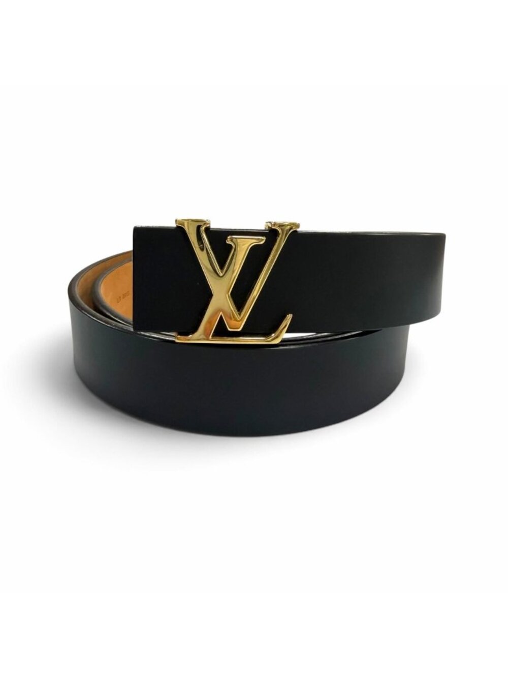 Louis Vuitton Ceinture LV Leather Belt Black Gold 85/34